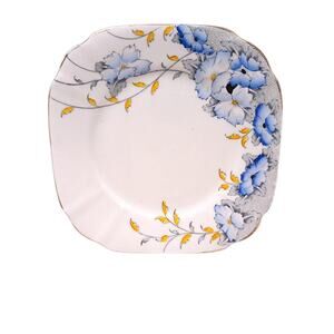 1940 Scotia Salisbury 6.5" Square Plate Fine Bone China Blue Floral Replacement